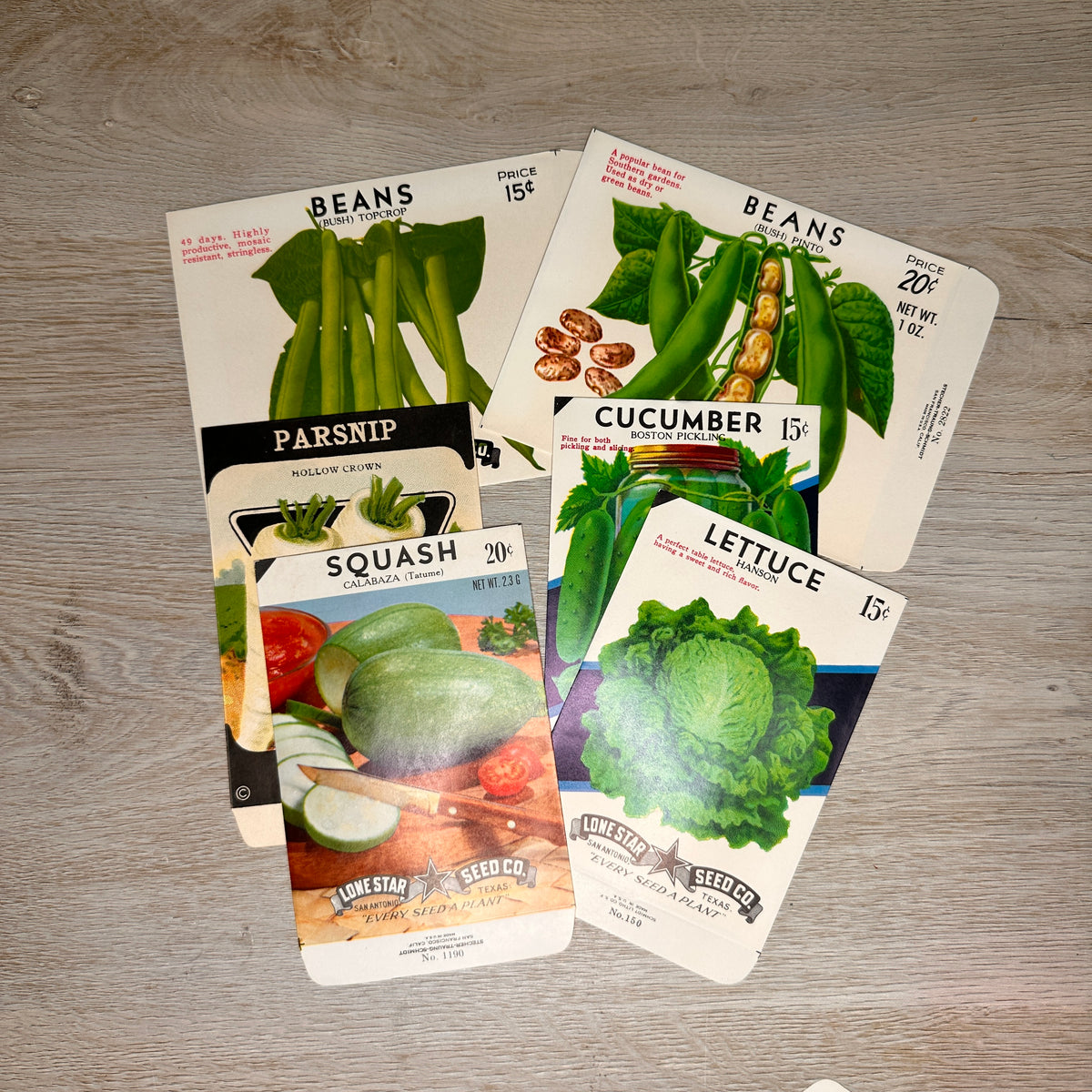 Vegetable seed packets - set of 6