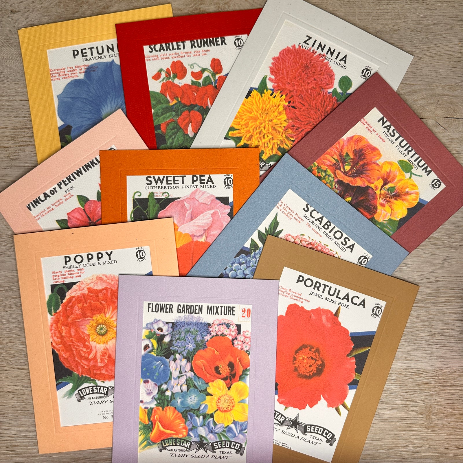 Flower seed packet cards