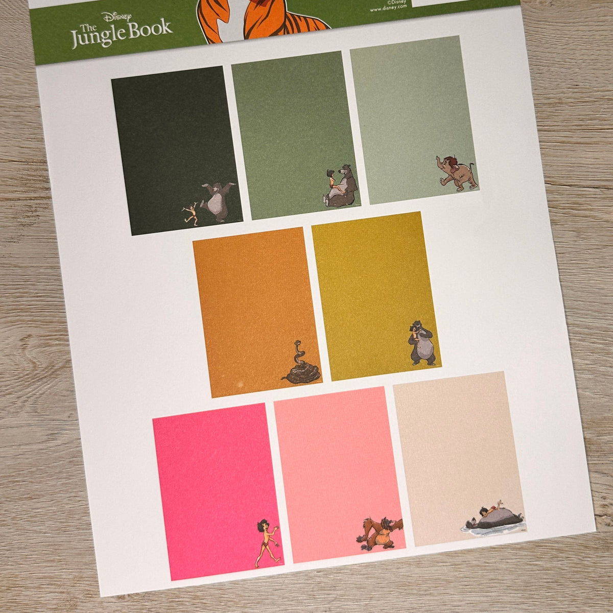 Disney Jungle Book cardstock - set of 8