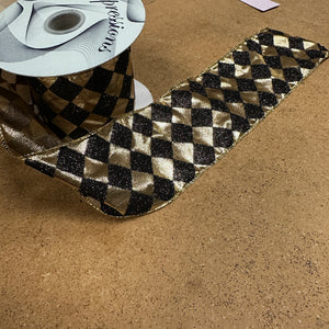 Black & White diamond ribbon - by the yard
