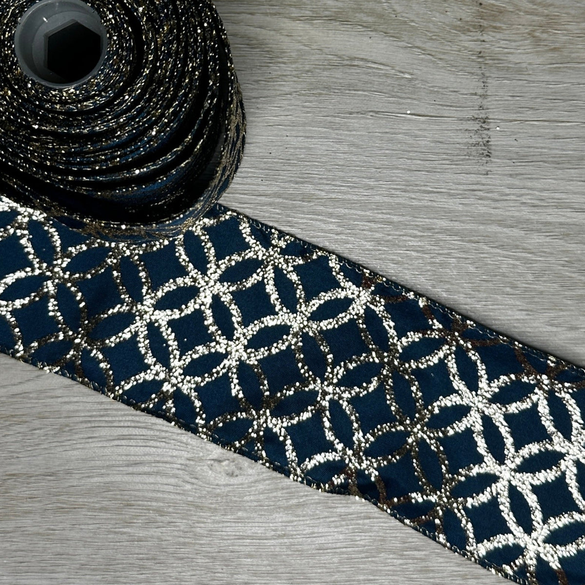 Blue/Green with gold glitter ribbon - by the yard