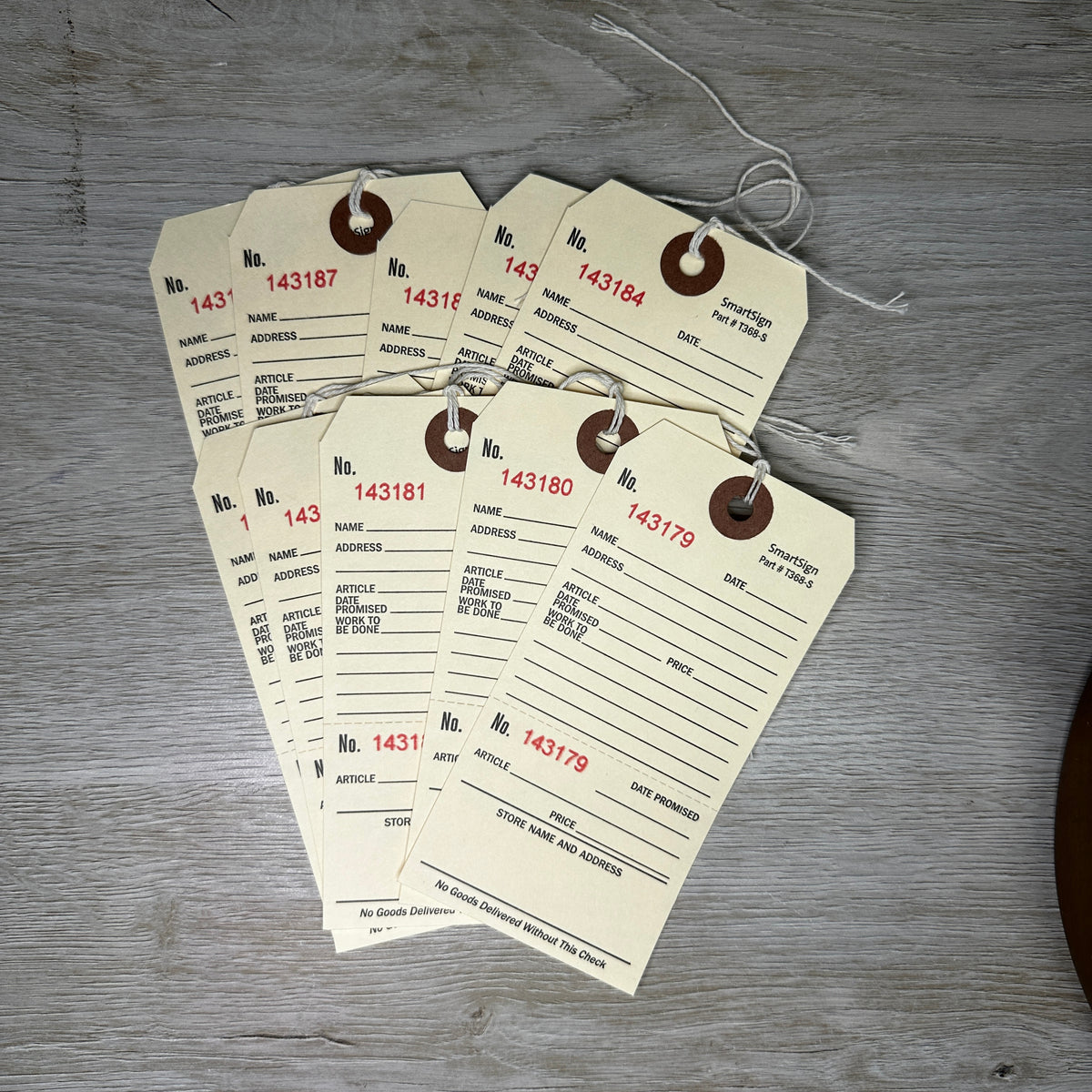 Repair/claim check tags - 10 pack