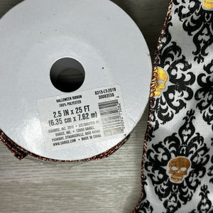 Halloween Skulls ribbon - by the yard or spool