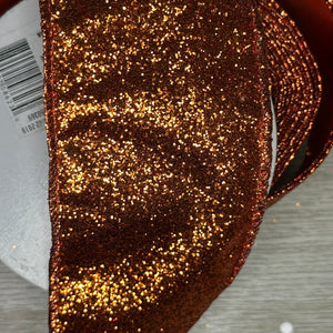 Orange Glitter ribbon - by the yard or spool