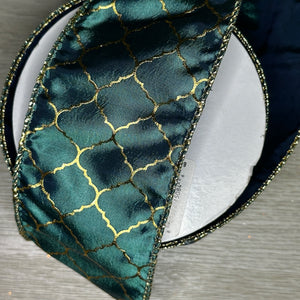 Teal Quatrefoil ribbon - by the yard or spool