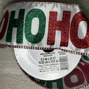 HoHoHo (red/green) ribbon - by the yard or spool