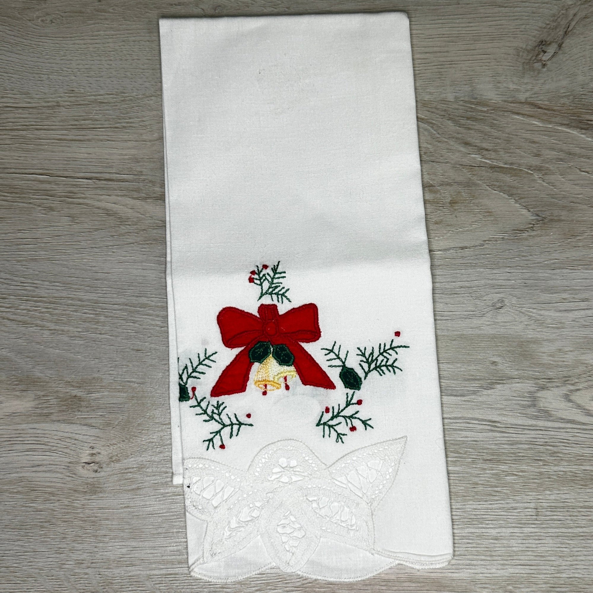 Bow and Bells tea towel - new