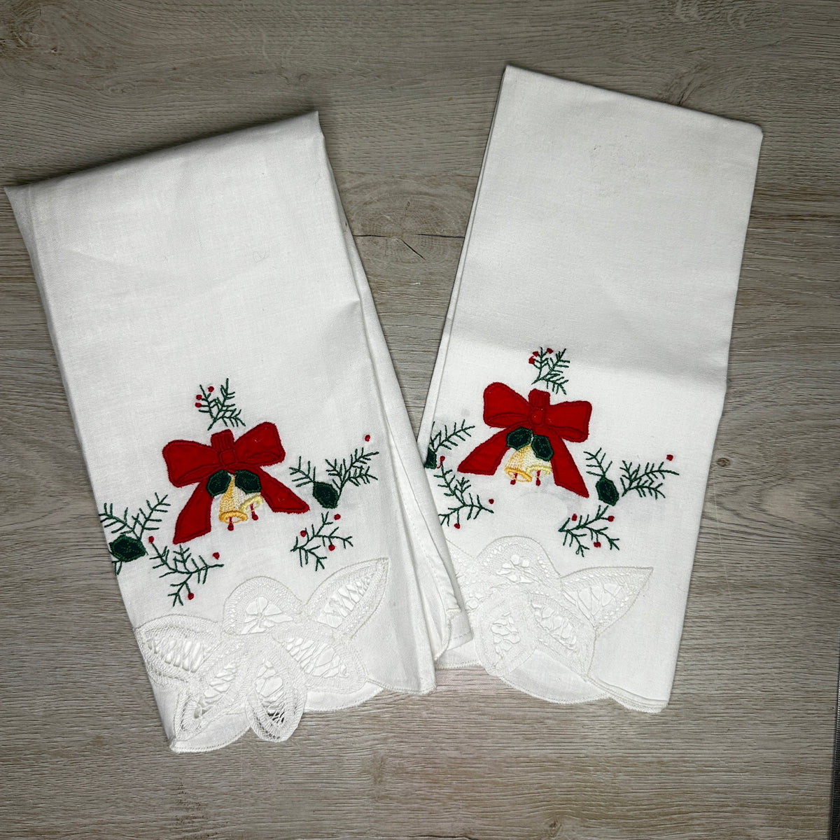 Bow and Bells tea towel - new