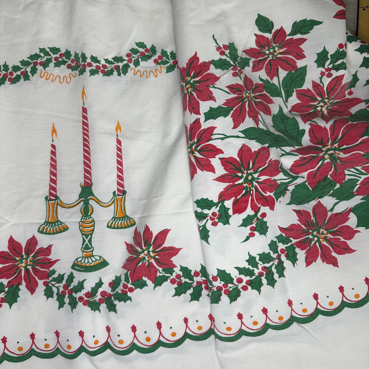 Candlesticks & Poinsettias tablecloth - rectangle