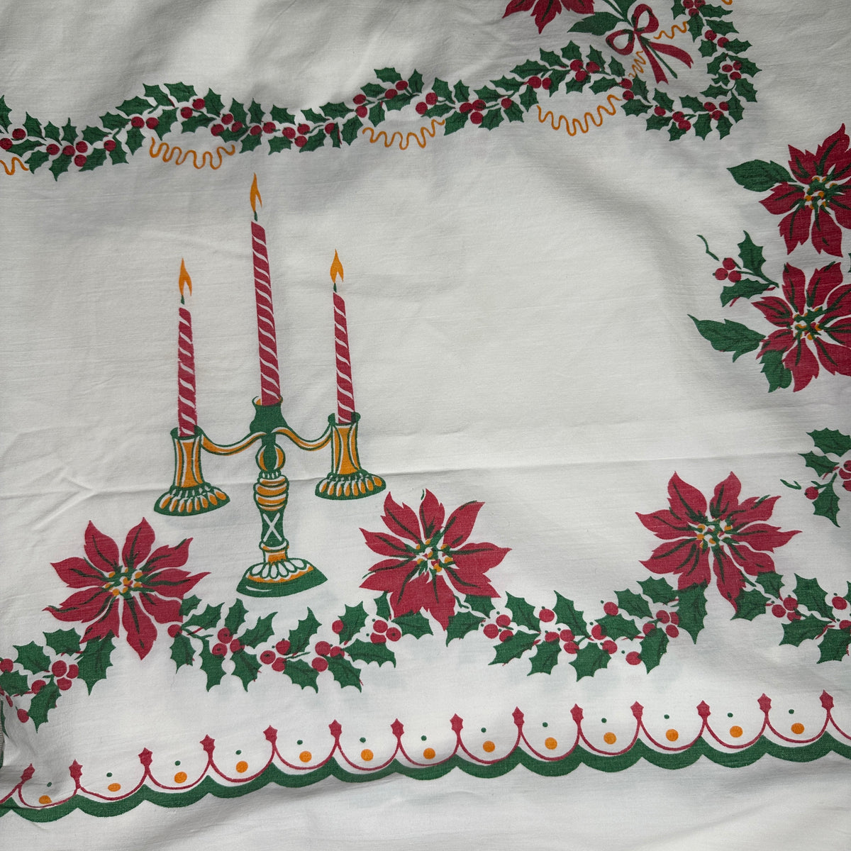 Candlesticks & Poinsettias tablecloth - rectangle