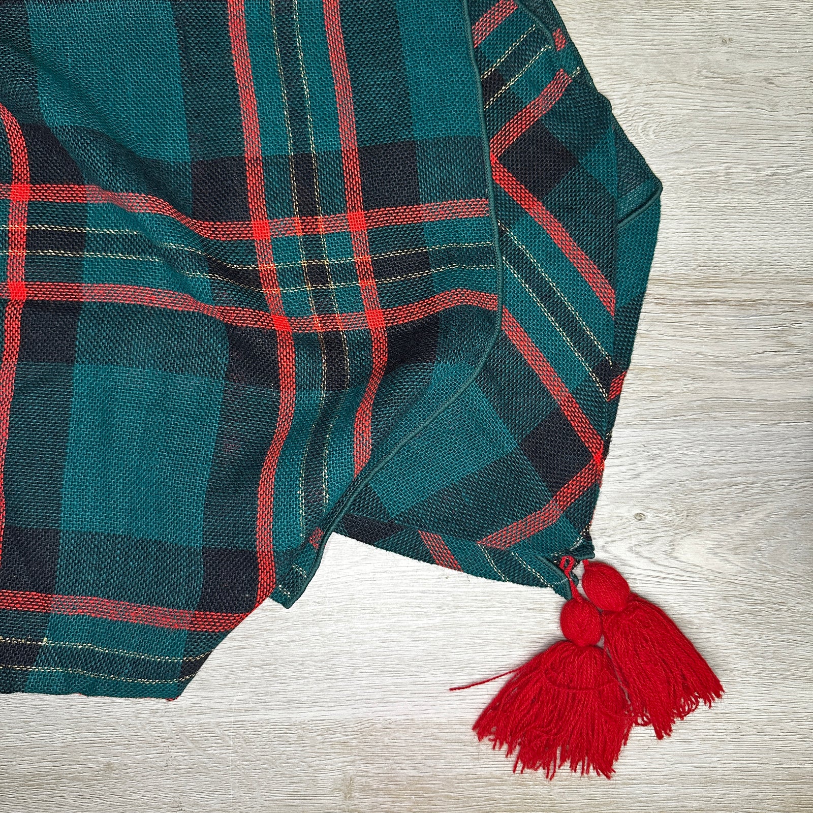 Green plaid table runner