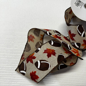 Footballs & Fall Leaves - by the yard