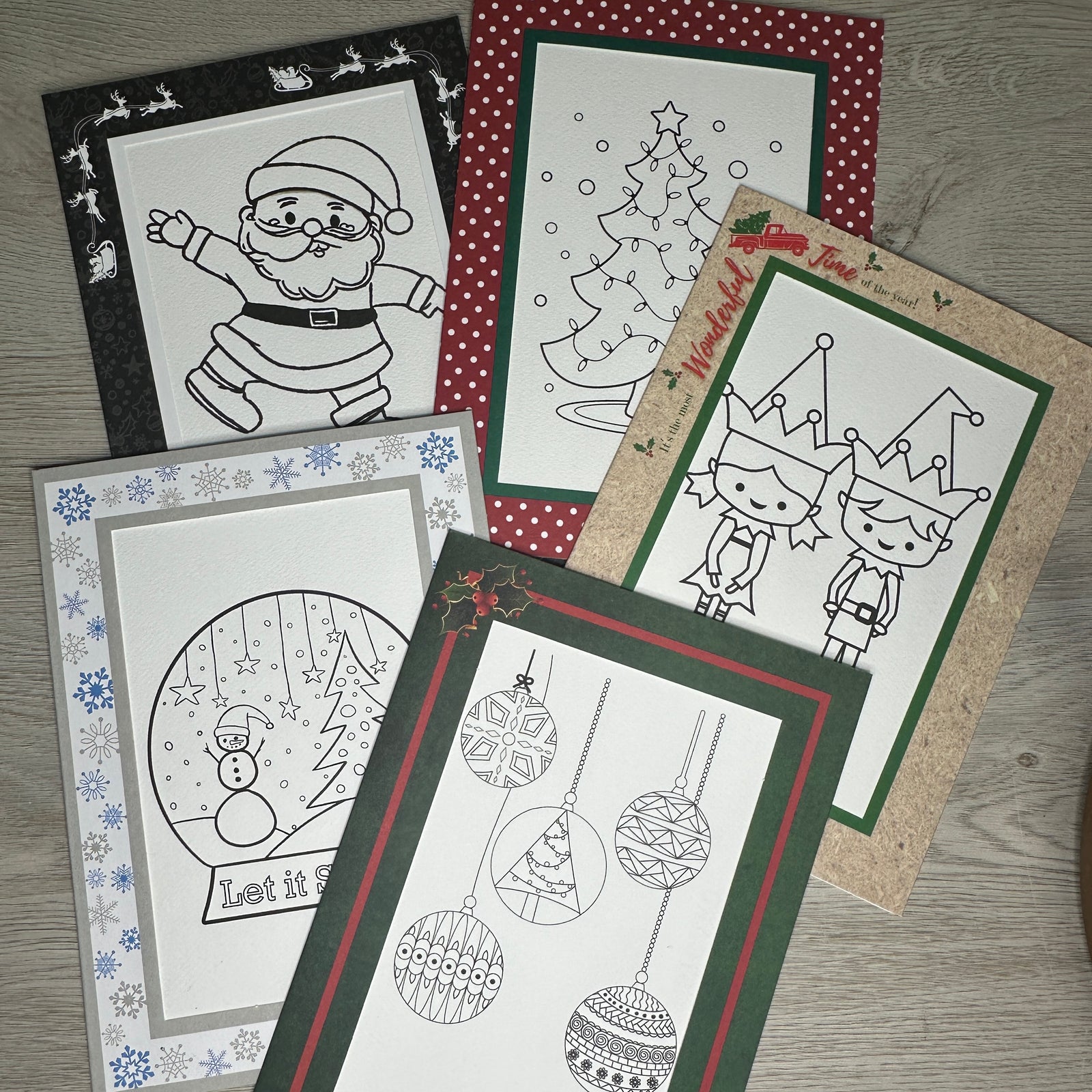Holiday coloring card set