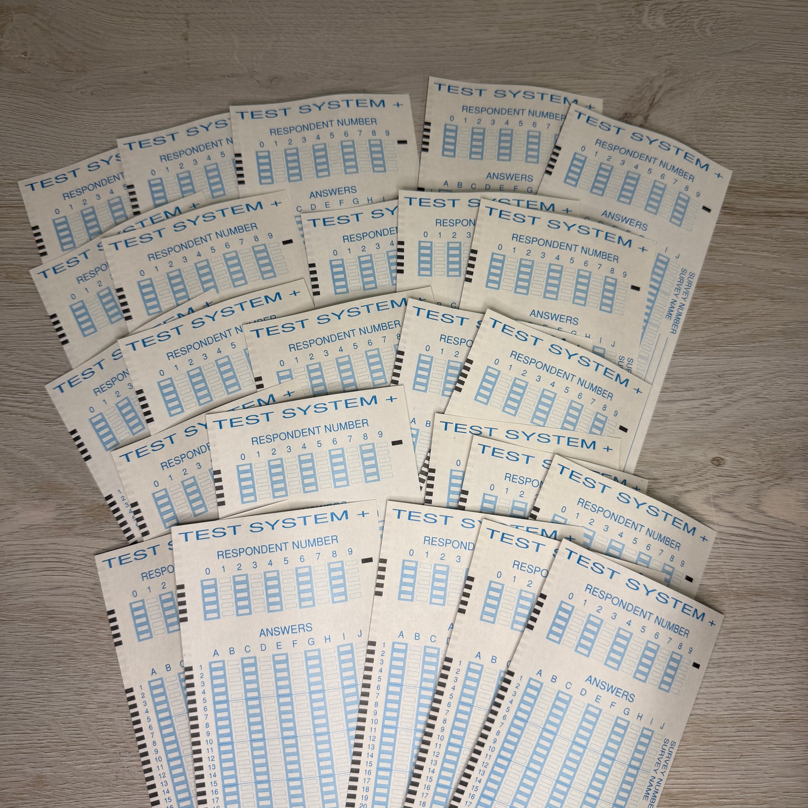 Test System (scantron type) cards