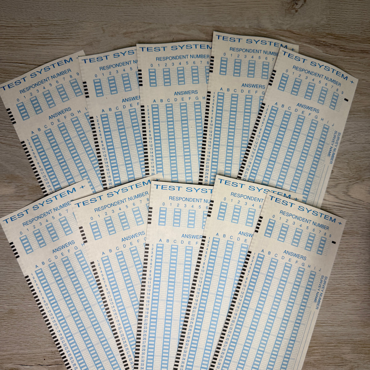 Test System (scantron type) cards