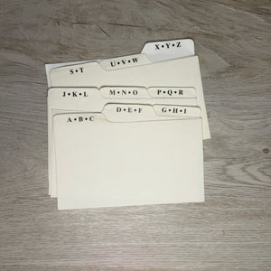 A-Z Index Card dividers sets