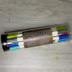 Tim Holtz Distress Markers – 12 Pack - Dual Tip Brush & Fine - USED