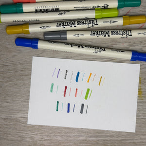 Tim Holtz Distress Markers – 12 Pack - Dual Tip Brush & Fine - USED