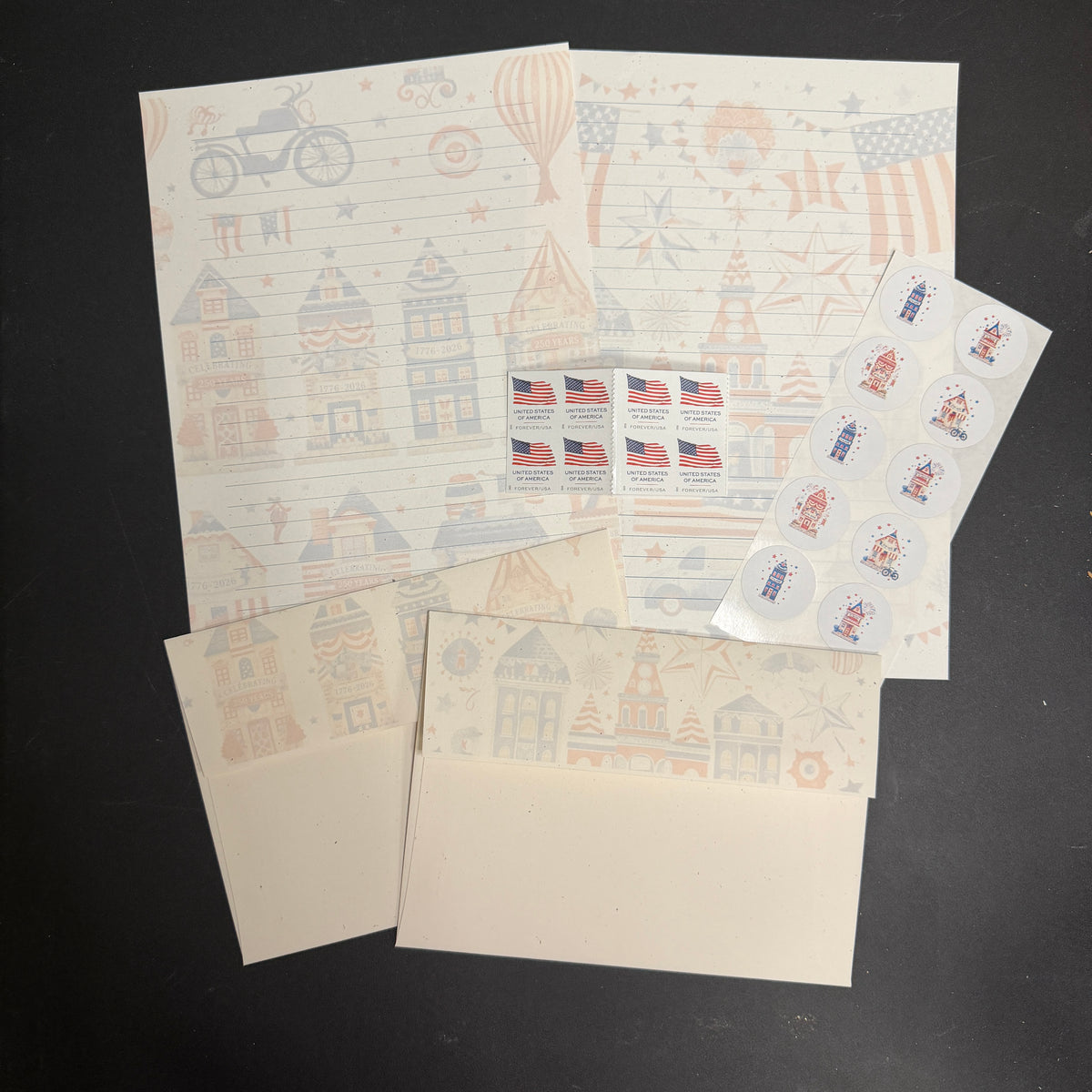 Americana 250th paper & envelope set