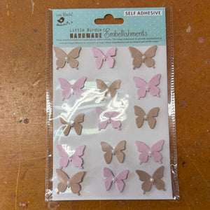 Pink & Kraft Butterfly stickers