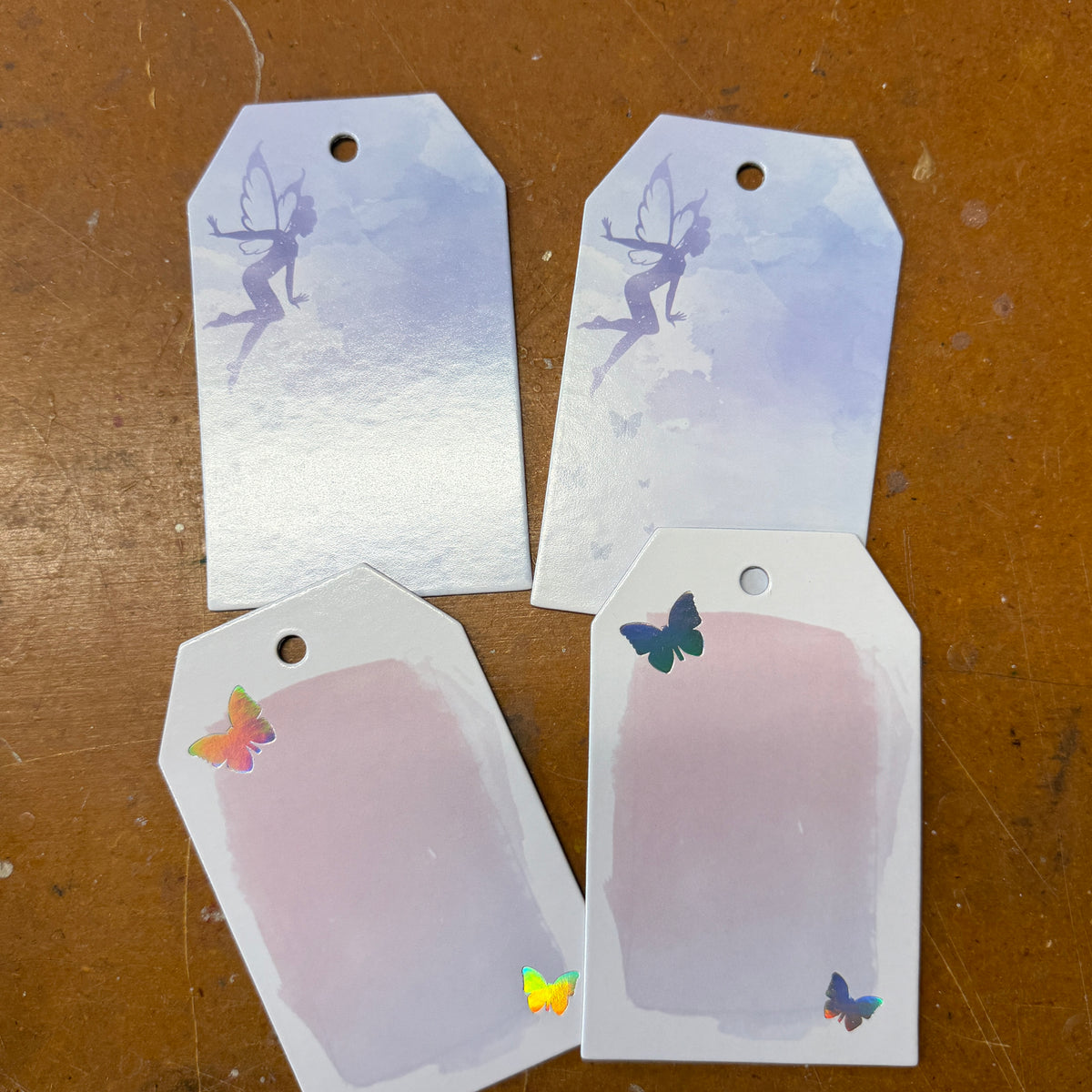Butterfly chipboard tags - set of 4