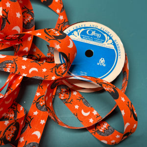Vintage Halloween owls ribbon - by the yard