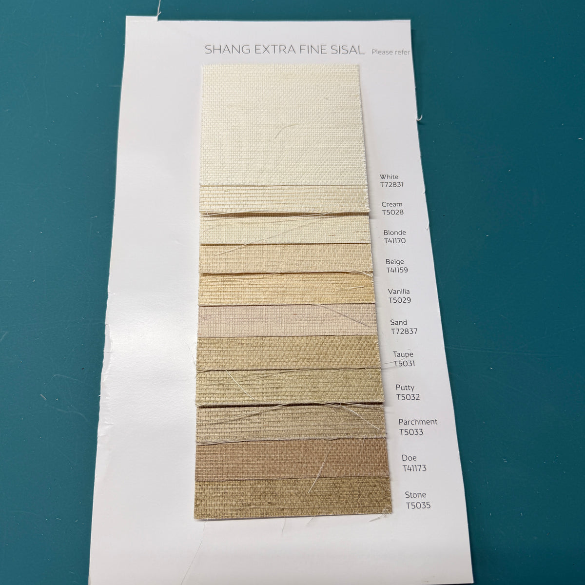 Wallpaper sisal swatches