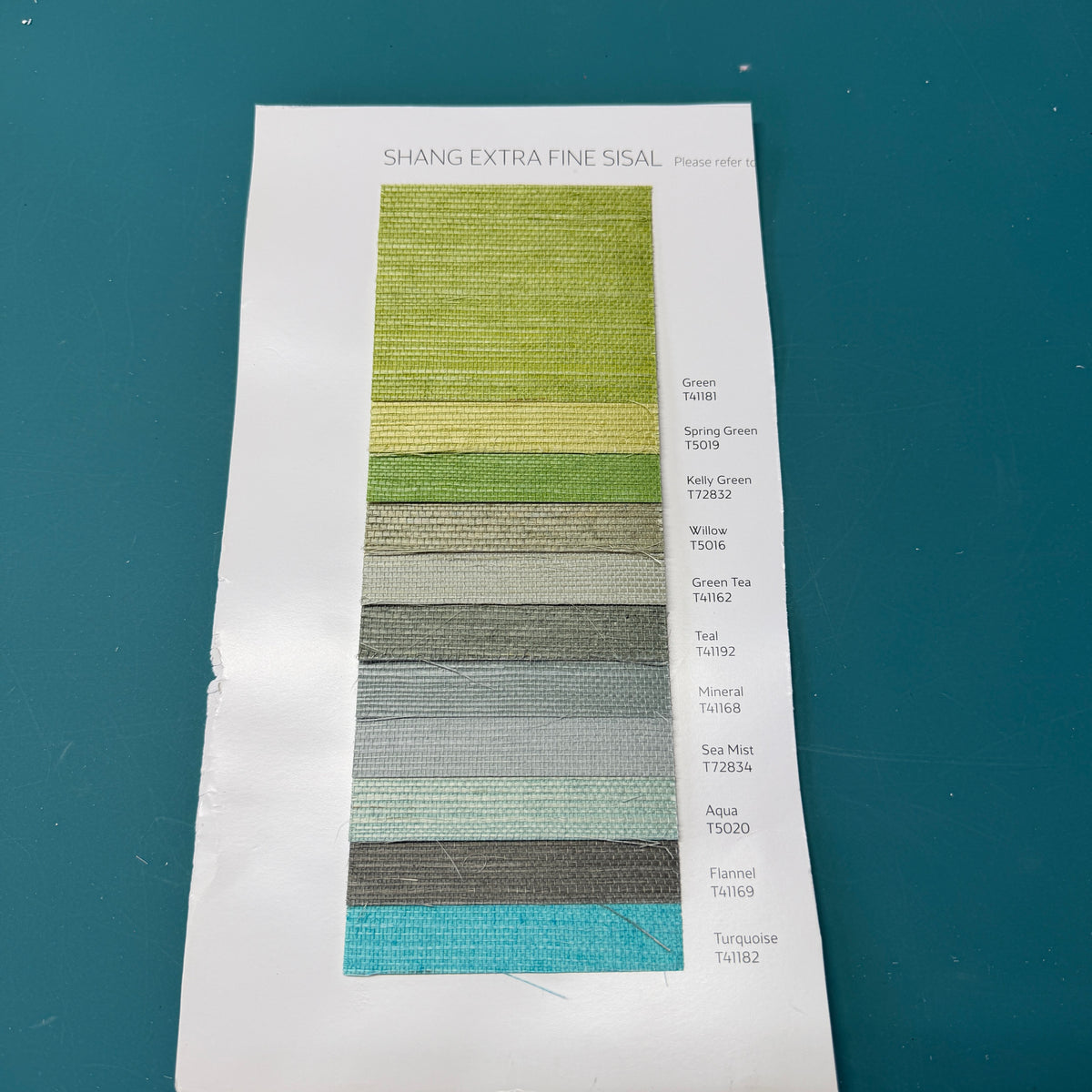Wallpaper sisal swatches