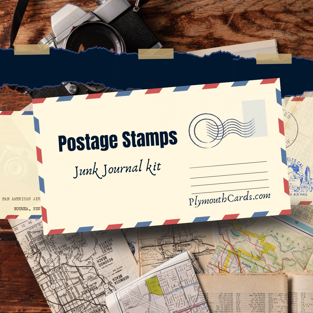 Postage Stamps Junk Journal card kit - April 2024