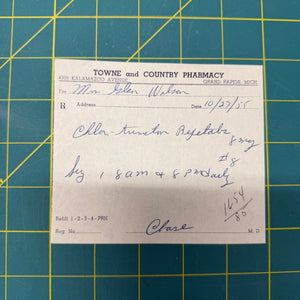 Original 1950s Handwritten Prescription Slip