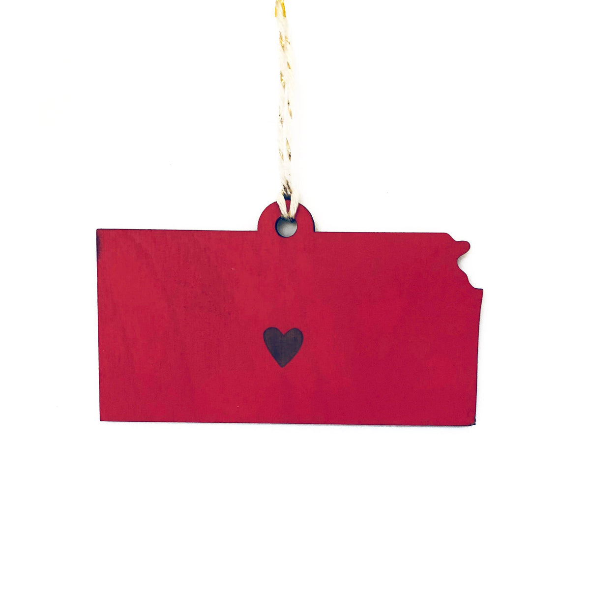 State Heart Wooden Ornaments