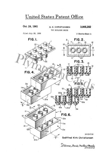 Lego patent postcards