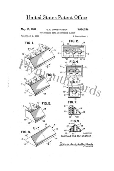 Lego patent postcards