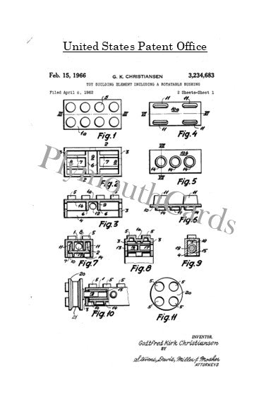 Lego patent postcards