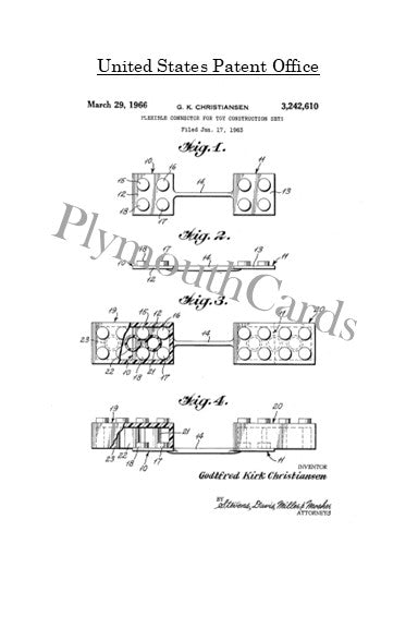 Lego patent postcards