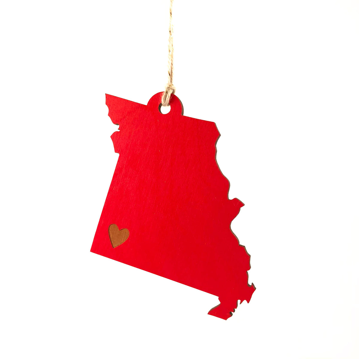 State Heart Wooden Ornaments
