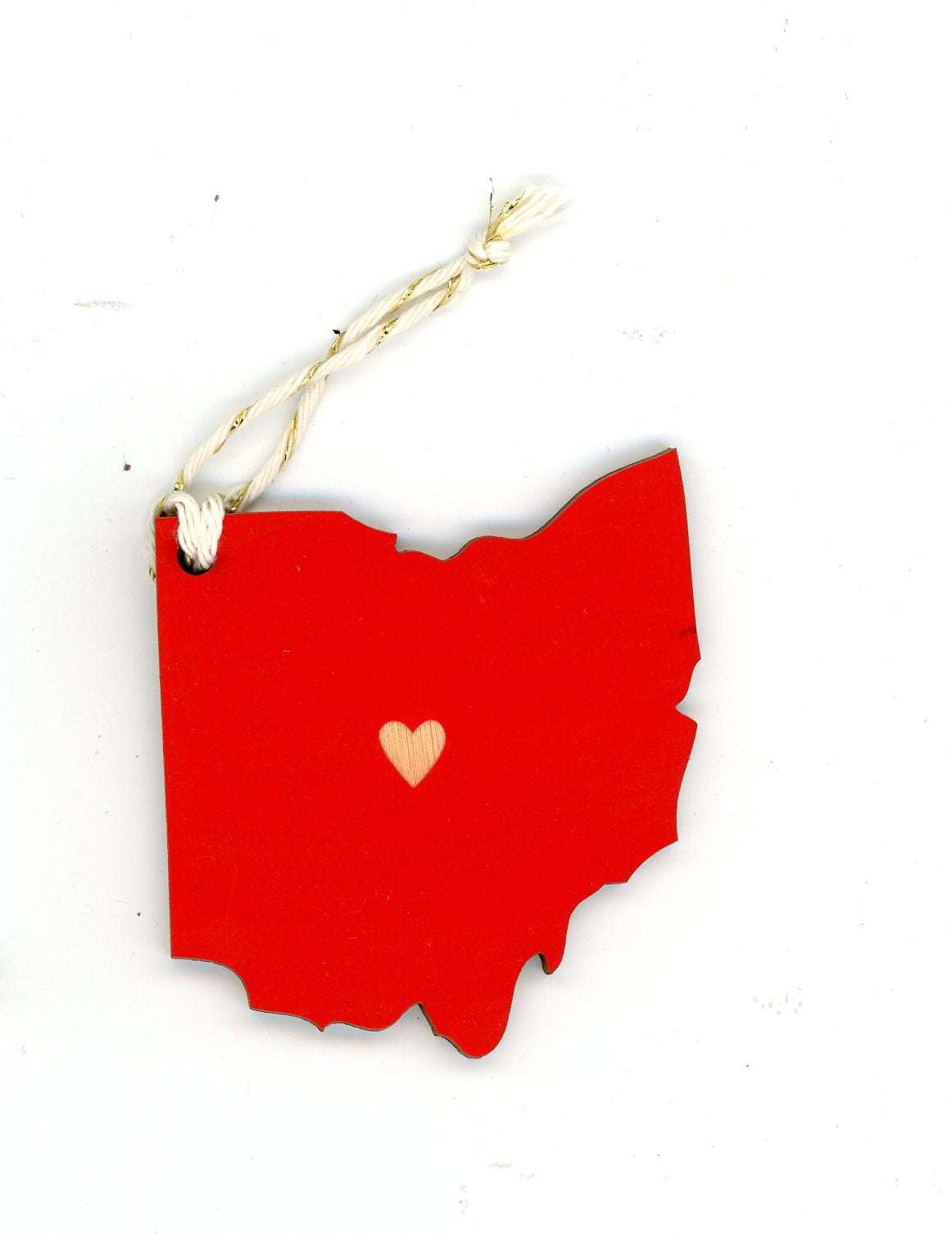 State Heart Wooden Ornaments
