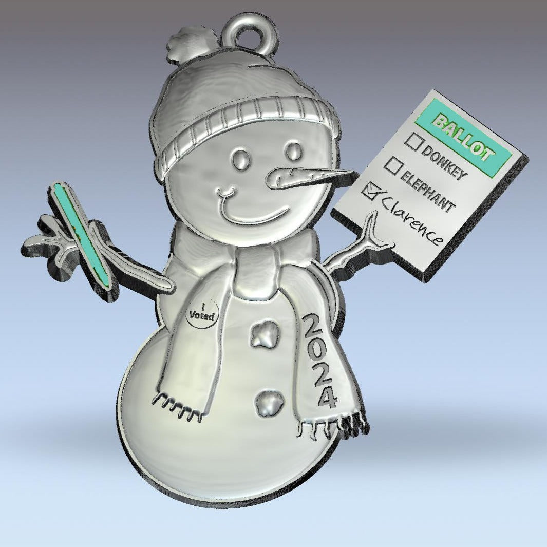 Clarence for President 2024 snowman ornament