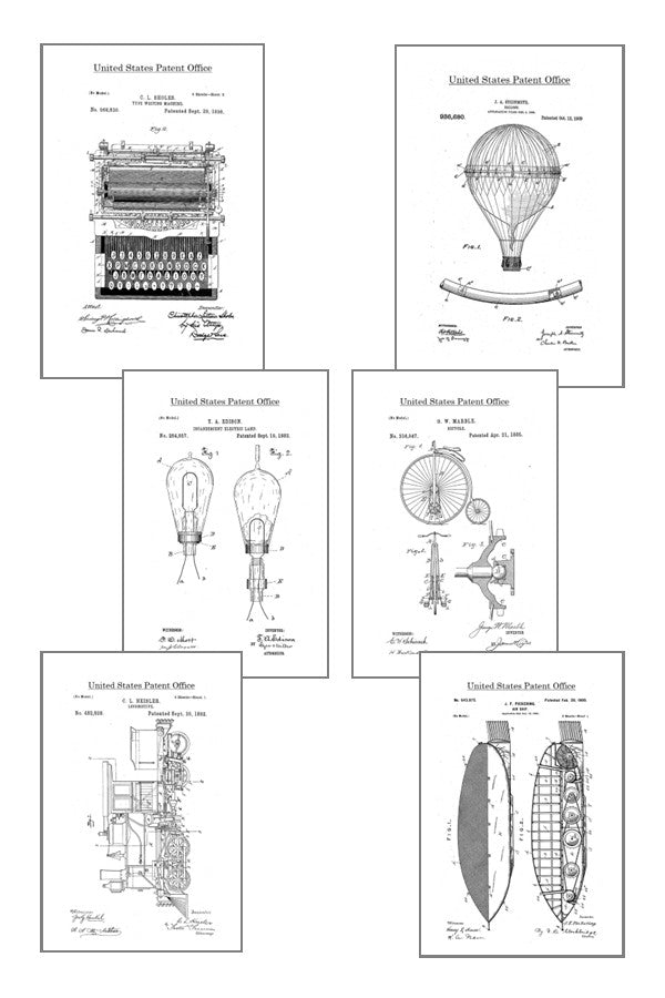 Steampunk patent postcards