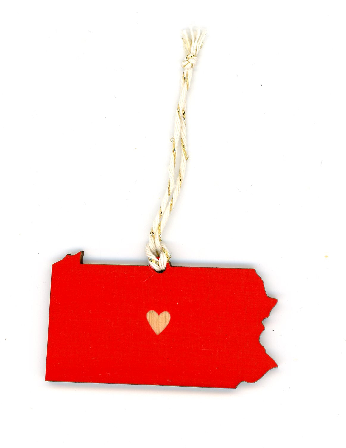 State Heart Wooden Ornaments