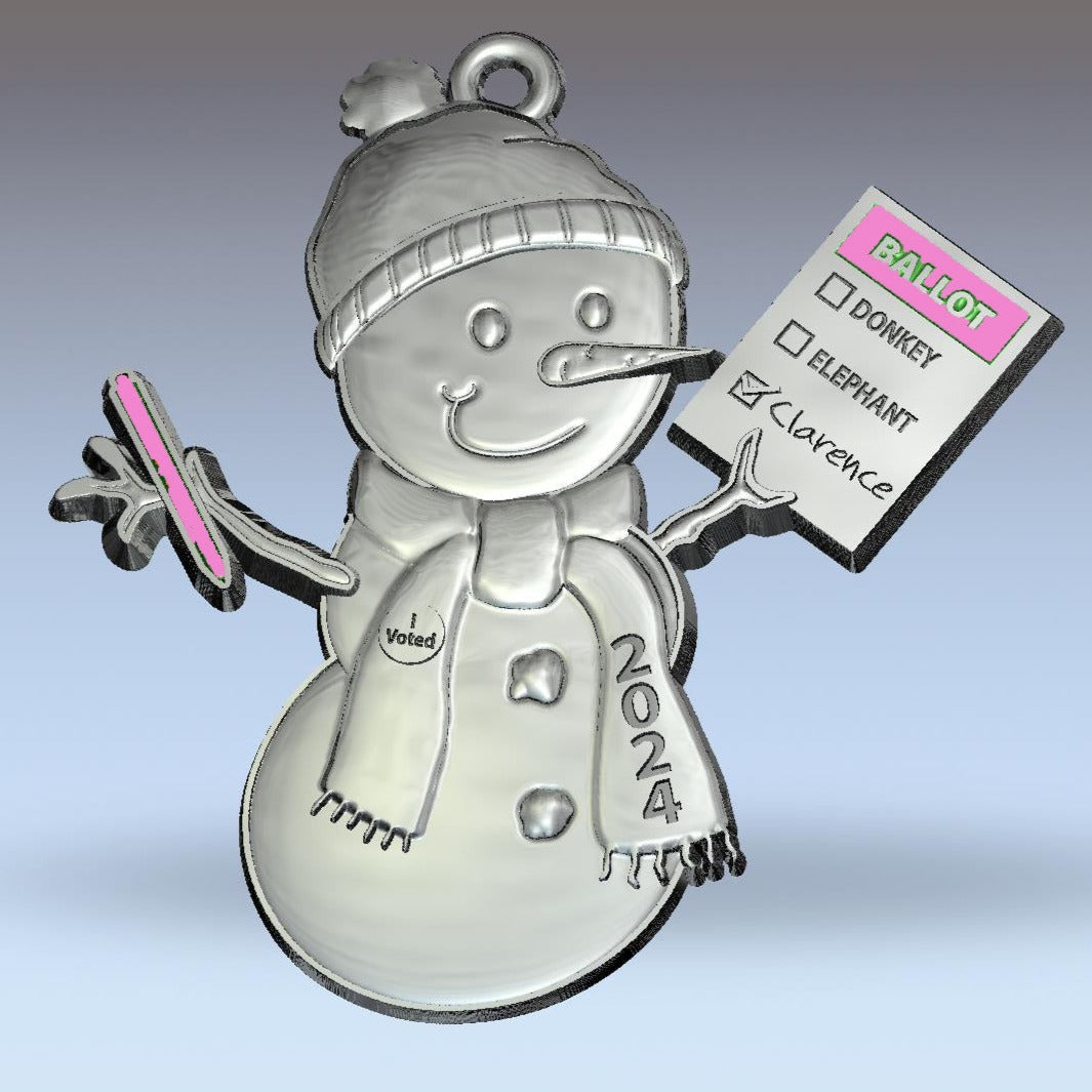 Clarence for President 2024 snowman ornament