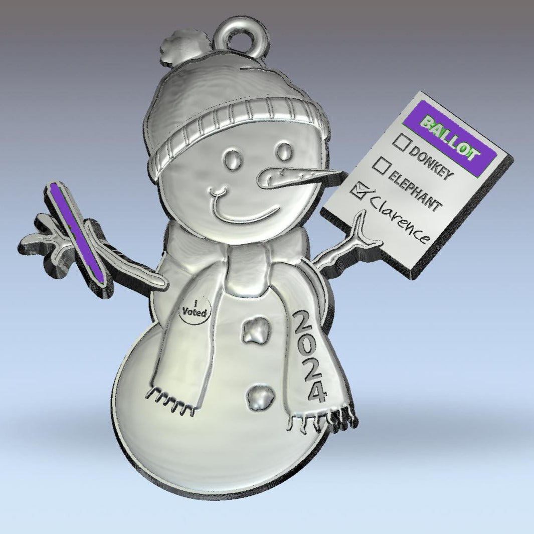 Clarence for President 2024 snowman ornament