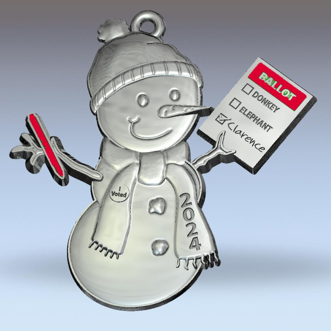 Clarence for President 2024 snowman ornament
