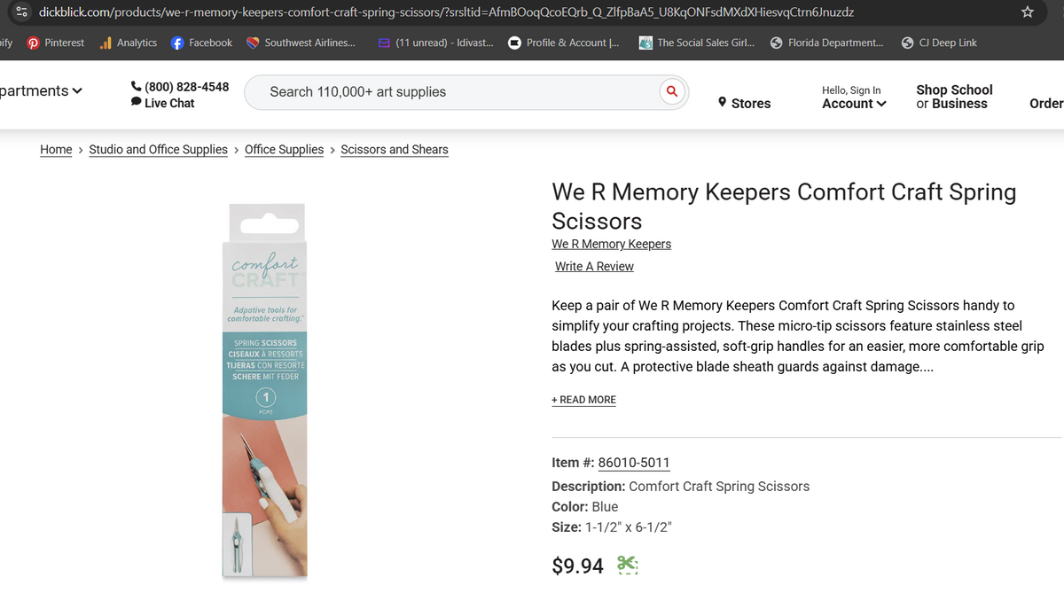 Spring Scissors - We R Memory Makers Comfort Craft