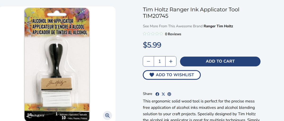 Rectangle Ink Applicator Tool & Felt (Tim Holtz Ranger)