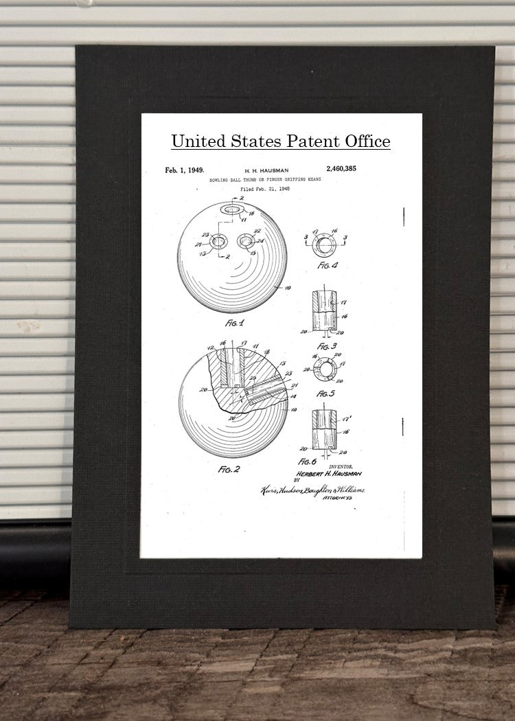 Ten-pin bowling ball patent card