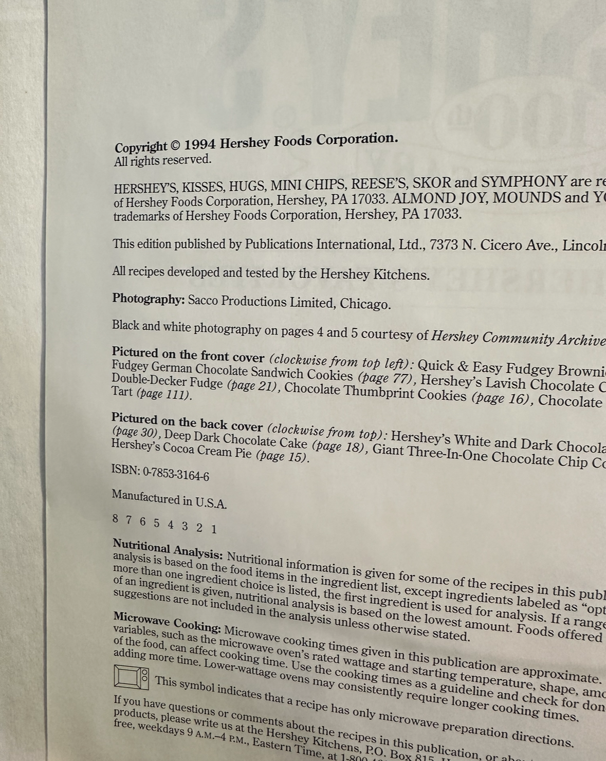 Hershey's 100th Anniversary Cookbook