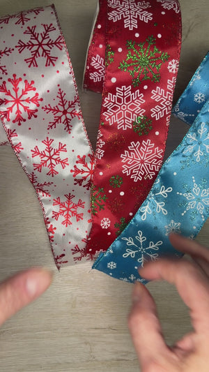 Snowflakes ribbon - by the yard or spool