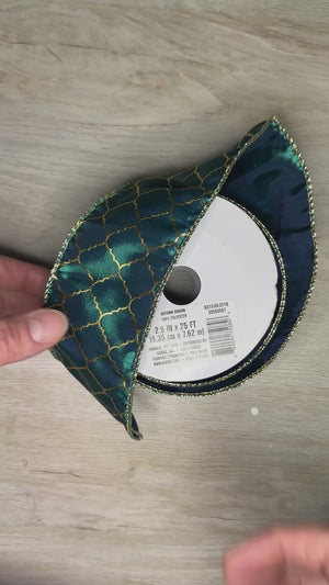 Teal Quatrefoil ribbon - by the yard or spool