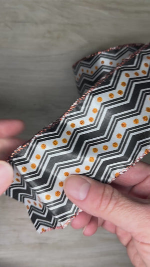 Halloween Chevron Dot ribbon - by the yard or spool